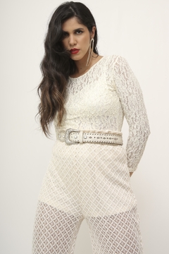 Blusa vintage renda maga longa - Capichó Brechó