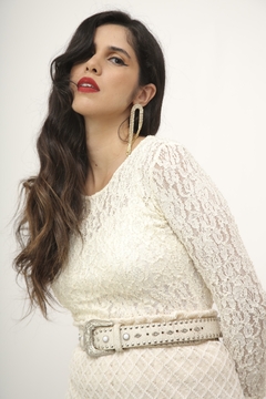 Blusa vintage renda maga longa - comprar online