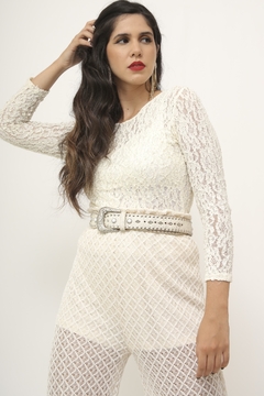 Blusa vintage renda maga longa