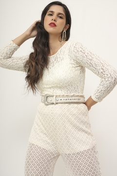 Blusa vintage renda maga longa - loja online