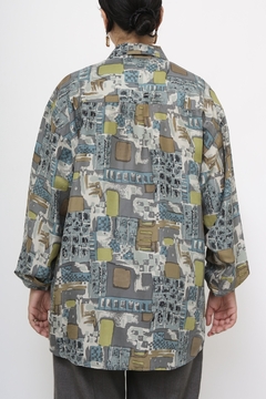 Camisa 100% seda estampada vintage - loja online