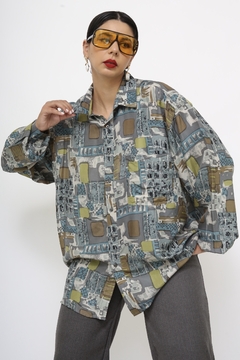 Camisa 100% seda estampada vintage