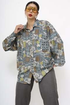 Camisa 100% seda estampada vintage - comprar online