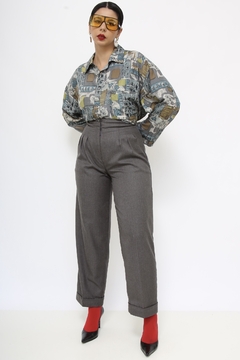 Camisa 100% seda estampada vintage