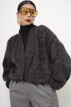 Cardigan cinza macio acinturado - comprar online