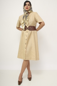 Vestido linho bege midi - comprar online
