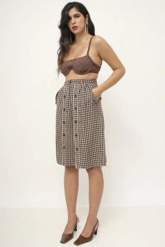 Bermuda xadrez vintage cintura alta na internet