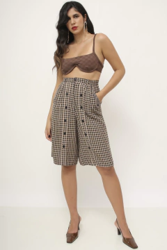 Bermuda xadrez vintage cintura alta - comprar online