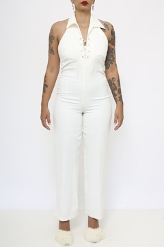 Macacão branco vintage frente unica - comprar online