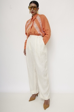 Camisa laranja renda vintage - loja online