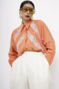 Camisa laranja renda vintage