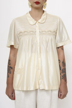 Blusa acetinada pijama creme - Capichó Brechó