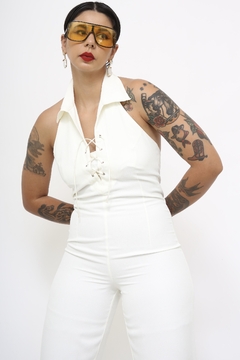 Macacão branco vintage frente unica - loja online