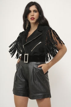 Colete franja couro camurça vintage - comprar online