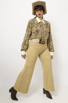 Calça pantalona lã cintura media amarela - comprar online