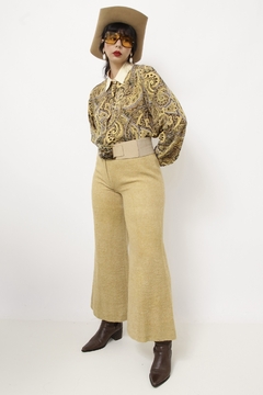 Calça pantalona lã cintura media amarela - Capichó Brechó