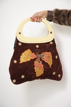 Bolsa veludo borboleta alça acrilico