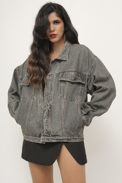Jaqueta jeans preta vintage - Capichó Brechó
