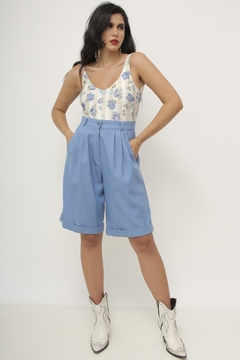 Body flores vintage azul - Capichó Brechó