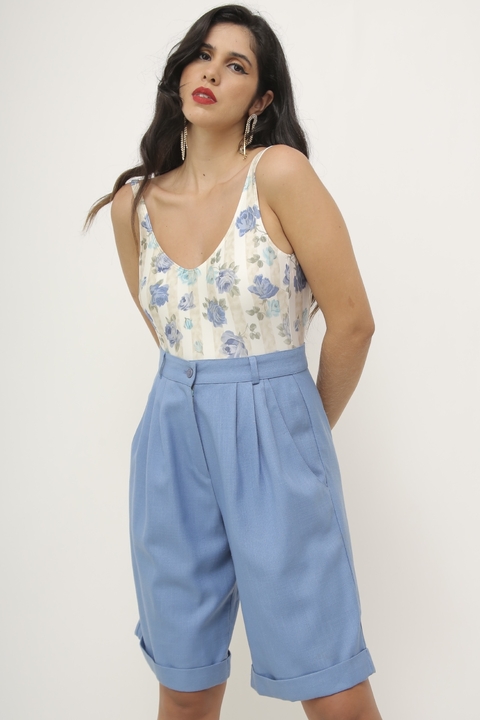 Body flores vintage azul