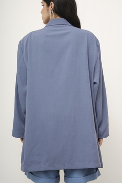 Maxi blazer azul longo