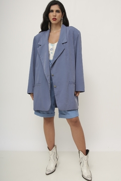 Maxi blazer azul longo - comprar online