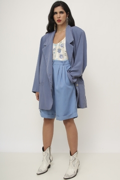 Maxi blazer azul longo - Capichó Brechó