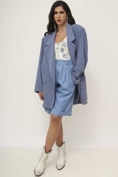 Maxi blazer azul longo - Capichó Brechó