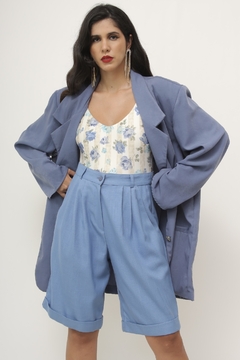 Maxi blazer azul longo - loja online