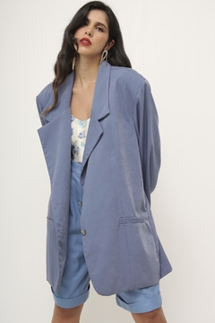 Maxi blazer azul longo - comprar online