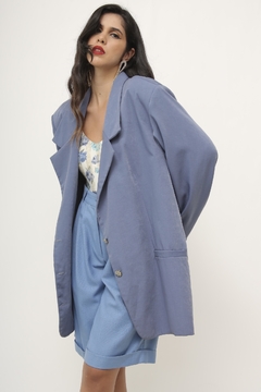Maxi blazer azul longo