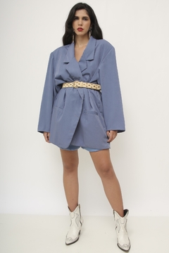 Maxi blazer azul longo na internet