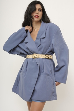Maxi blazer azul longo na internet