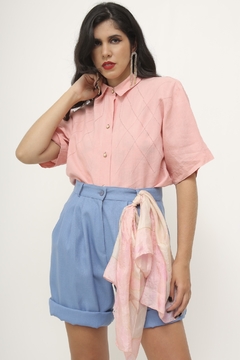 Imagem do Camisa linho vintage rosa pesponto