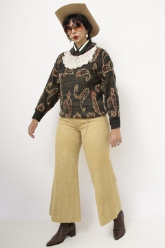 Pulover verde gola algodão bordado - loja online