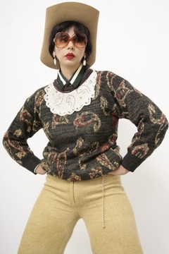 Pulover verde gola algodão bordado - comprar online