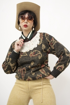 Pulover verde gola algodão bordado - comprar online