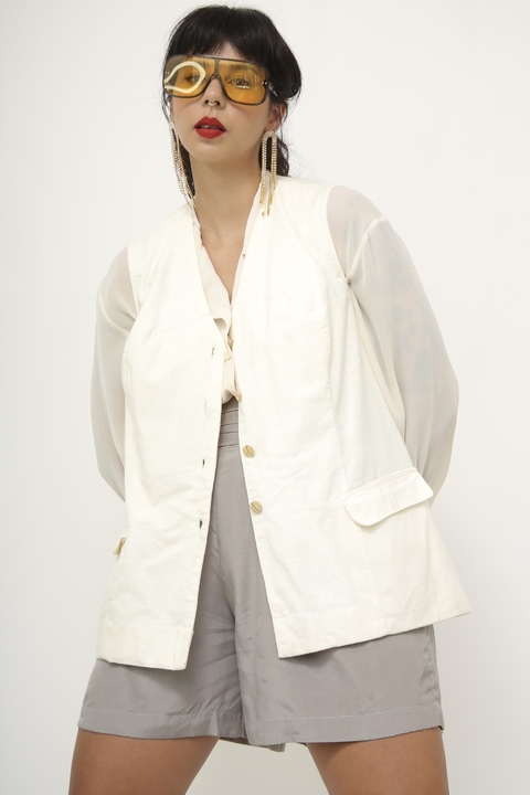 Colete off white botões dourado vintage