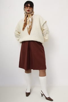 Colete tricot bege vintage