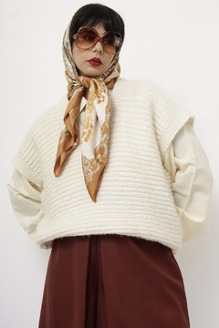 Colete tricot bege vintage