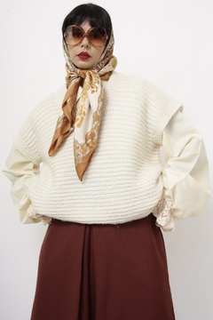 Colete tricot bege vintage - comprar online
