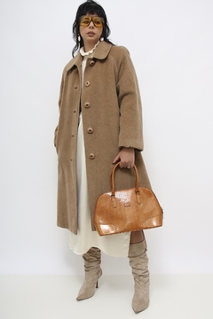 Maxi casaco camelo Lã forrado - comprar online