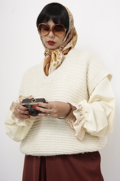 Colete tricot bege vintage - loja online