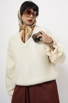 Colete tricot bege vintage - comprar online