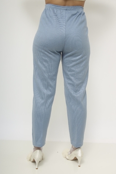 Calça tricot azul cintura alta na internet
