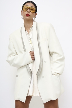 Blazer branco forrado det tela brilho - Capichó Brechó