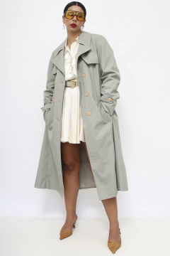 Trench coat cinza forrado vintage - loja online