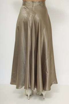 Saia dourado oliva longa vintage - Capichó Brechó