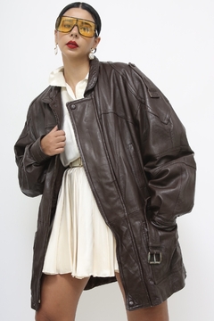 Parka marrom com cinto couro vintage - comprar online
