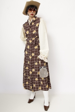 Vestido marrom margaridas vintage - loja online